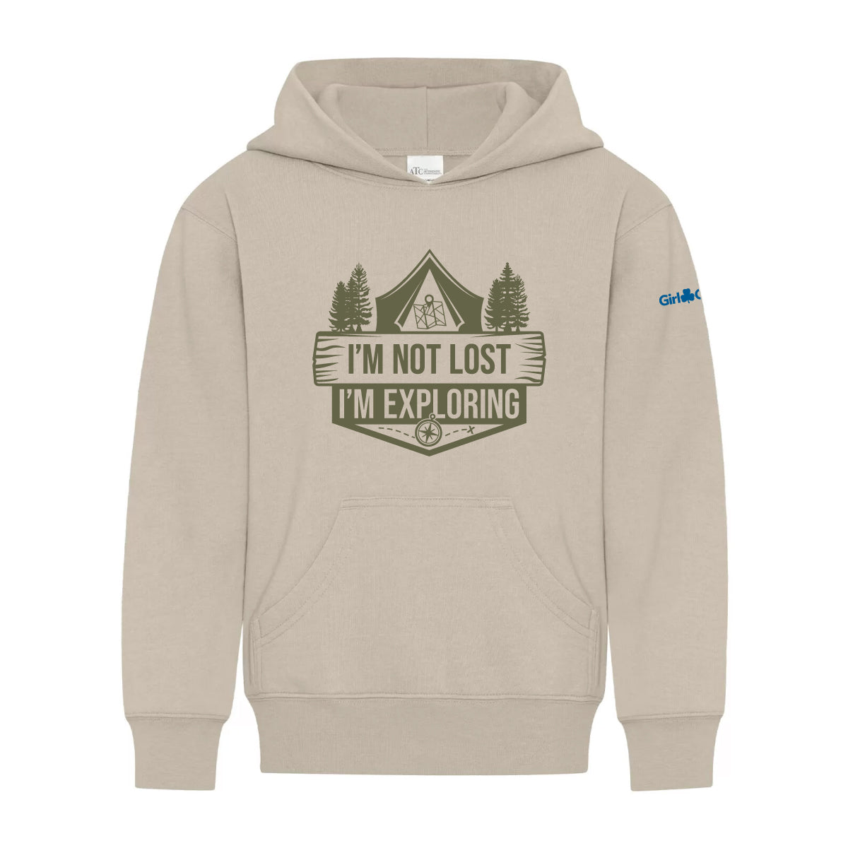 I'M NOT LOST, I'M EXPLORING - YOUTH PULLOVER HOODIE - SAND - ATCY2500