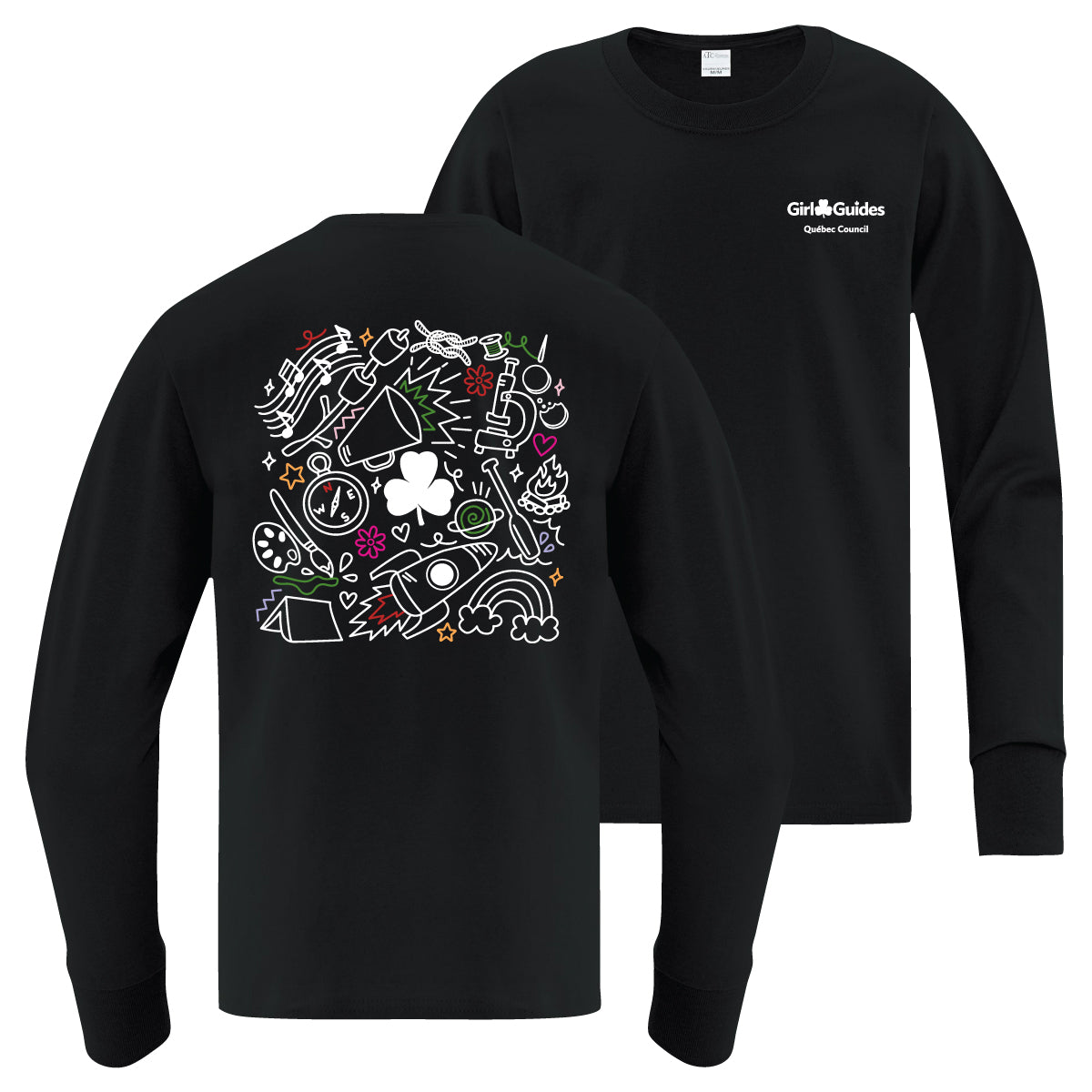 QC COUNCIL - YOUTH LONG SLEEVE T SHIRT - BLACK - ATC1015Y - ENGLISH
