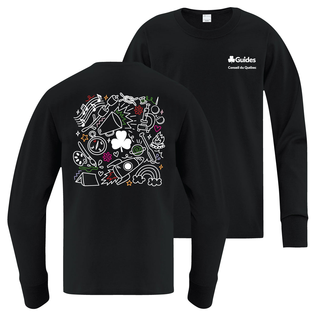 QC COUNCIL - YOUTH LONG SLEEVE T SHIRT - BLACK - ATC1015Y - FRENCH