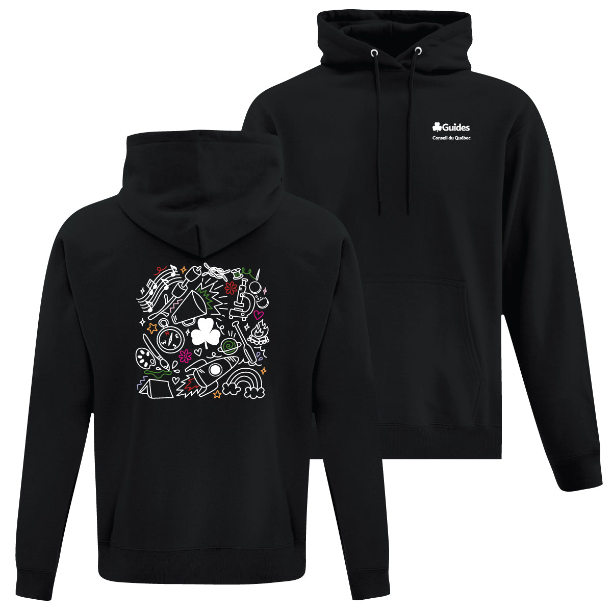 QC COUNCIL - COLLAGE - ADULT HOODIE - BLACK - ATCF2500 - FRENCH