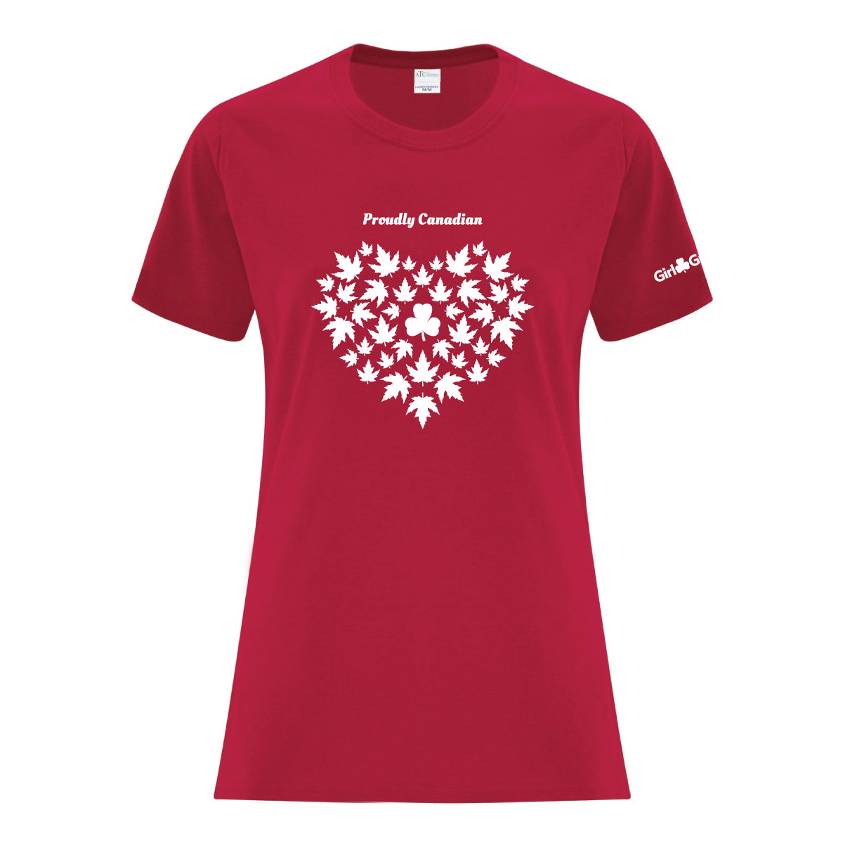 PROUDLY CANADIAN LADIES T SHIRT - RED - ATC1000L