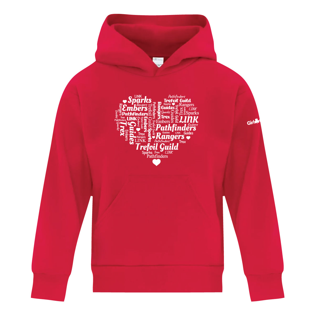 HEART WORDLE - YOUTH PULLOVER HOODIE - RED - ATCY2500