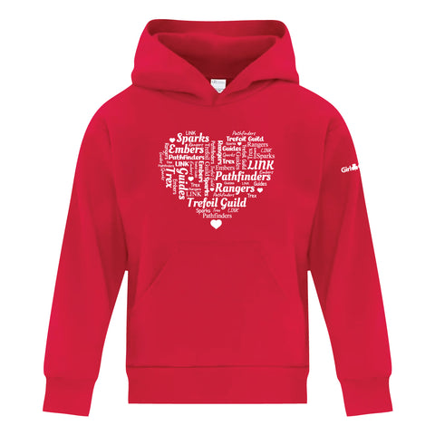 HEART WORDLE - YOUTH PULLOVER HOODIE - RED - ATCY2500
