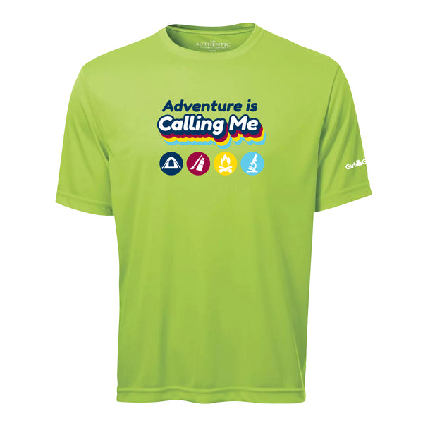 Adult Performance T S350 - Lime Shock - "Adventure Calling" - English Logo