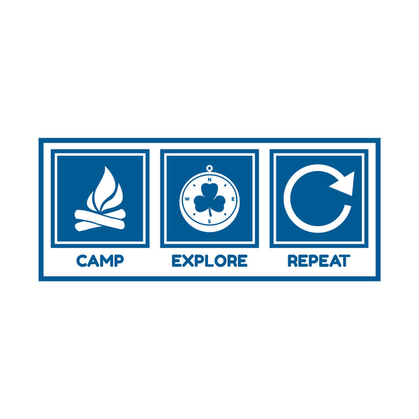 CAMP EXPLORE REPEAT Woven Crest with Adhesive backing