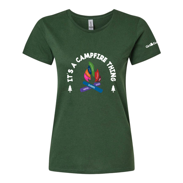 CAMPFIRE THING -  Ladies T shirt - 5000L - Forest Green