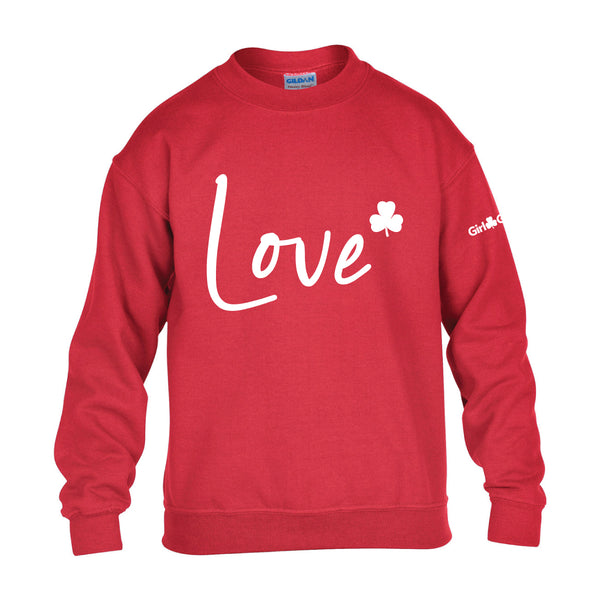 "Love" Youth Crewneck Sweatshirt g180b - Red