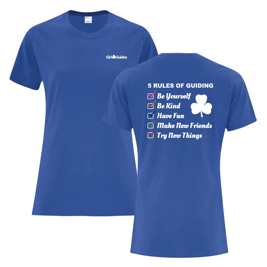 5 RULES OF GUIDING -  LADIES T SHIRT - ROYAL BLUE - ATC1000L