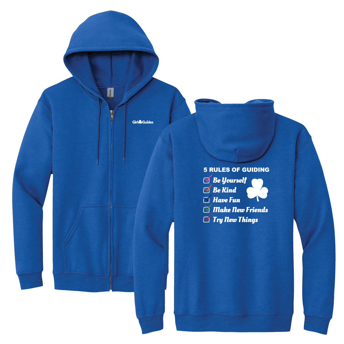 5 RULES OF GUIDING - Adult Full Zip Hoodie - 1860 - ROYAL