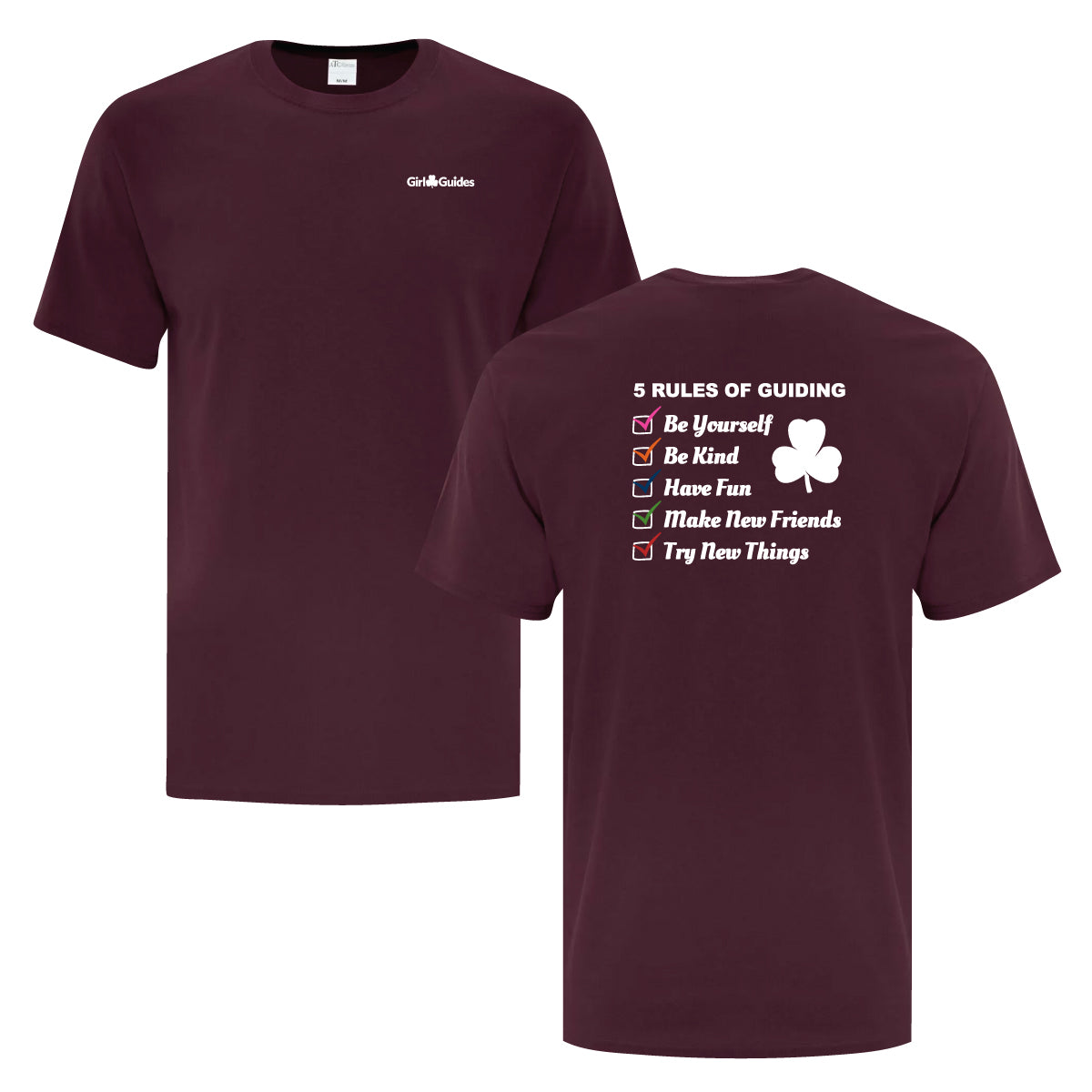 5 RULES OF GUIDING - ADULT T SHIRT - MAROON - ATC1000