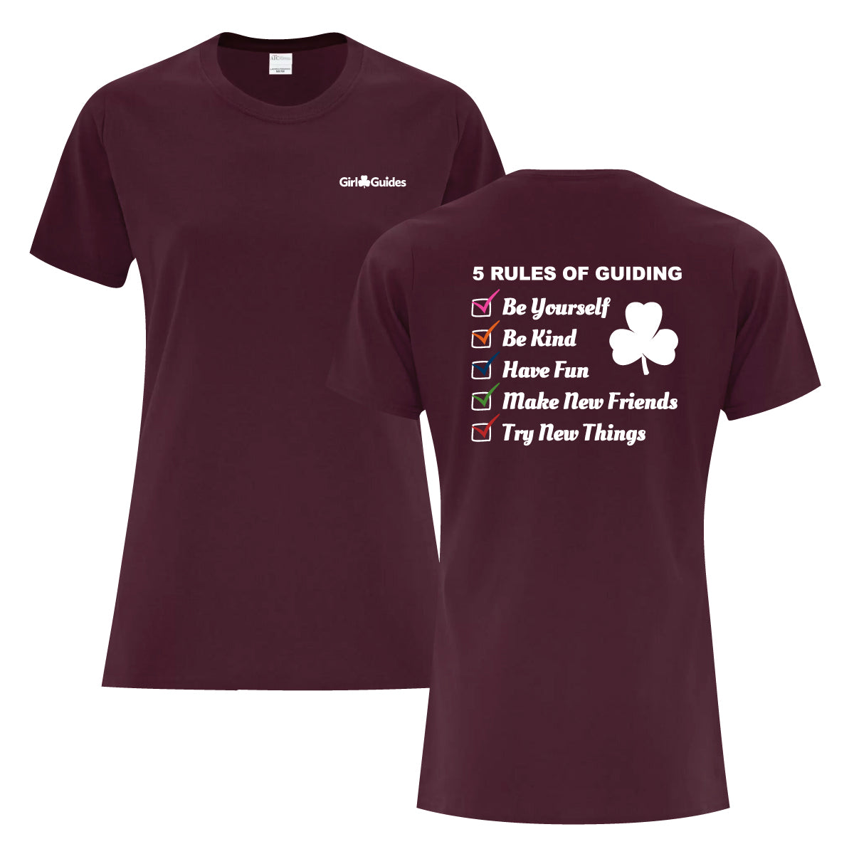 5 RULES OF GUIDING - LADIES T SHIRT - MAROON - ATC1000L