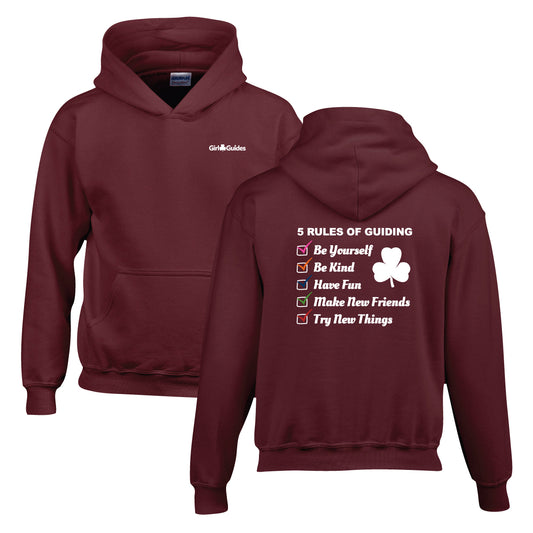 5 RULES OF GUIDING - YOUTH PULLOVER HOODIE - MAROON - 1850B