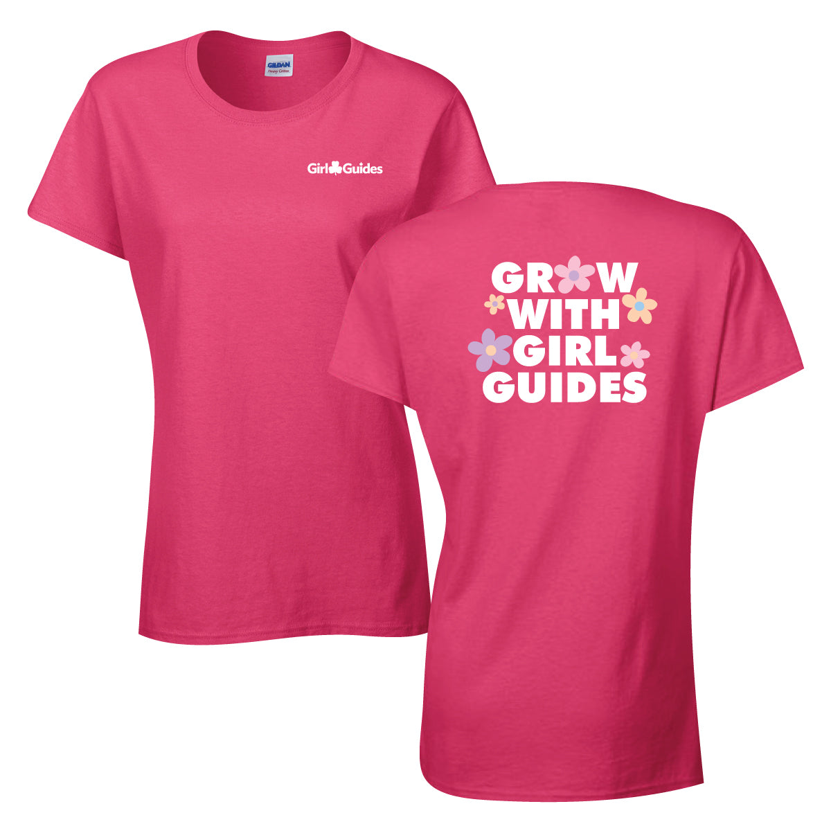 Grow with Girl Guides -  Ladies T shirt - 5000L - Heliconia Pink