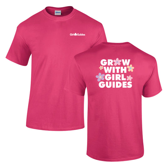 Grow with Girl Guides Adult T-shirt - 5000 - Heliconia Pink