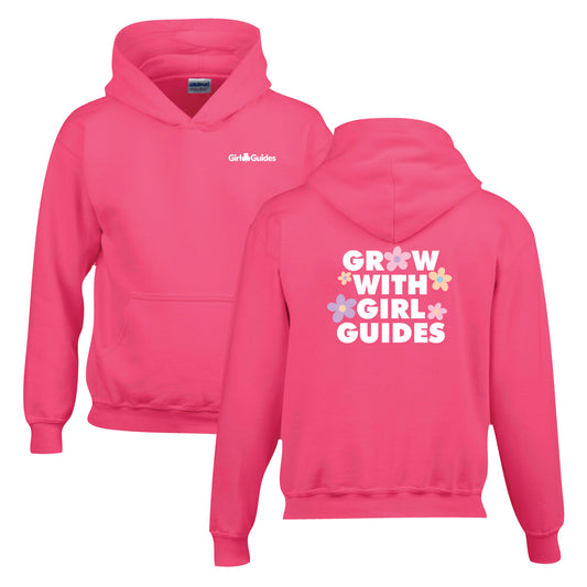 Grow with Girl Guides Youth Hoodie 18500B - Heliconia Pink