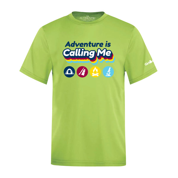 Youth Performance T Y350 - Lime Shock - "Adventure calling" T shirt - English Logo