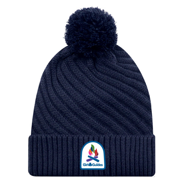 Navy, Lined toque with navy pom pom 1E133L