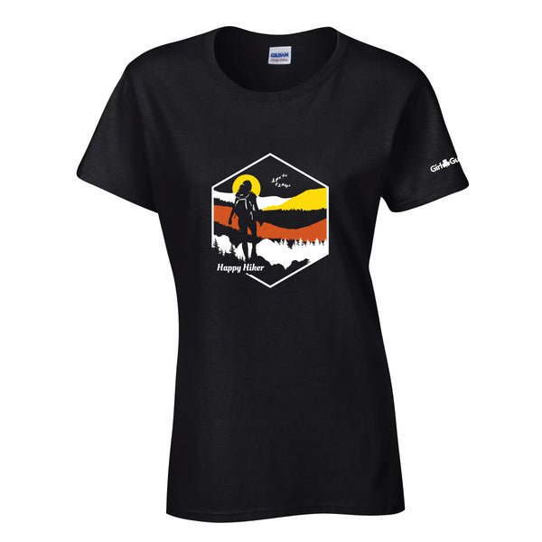 Happy Hiker  -  Ladies T shirt - 5000L - Black