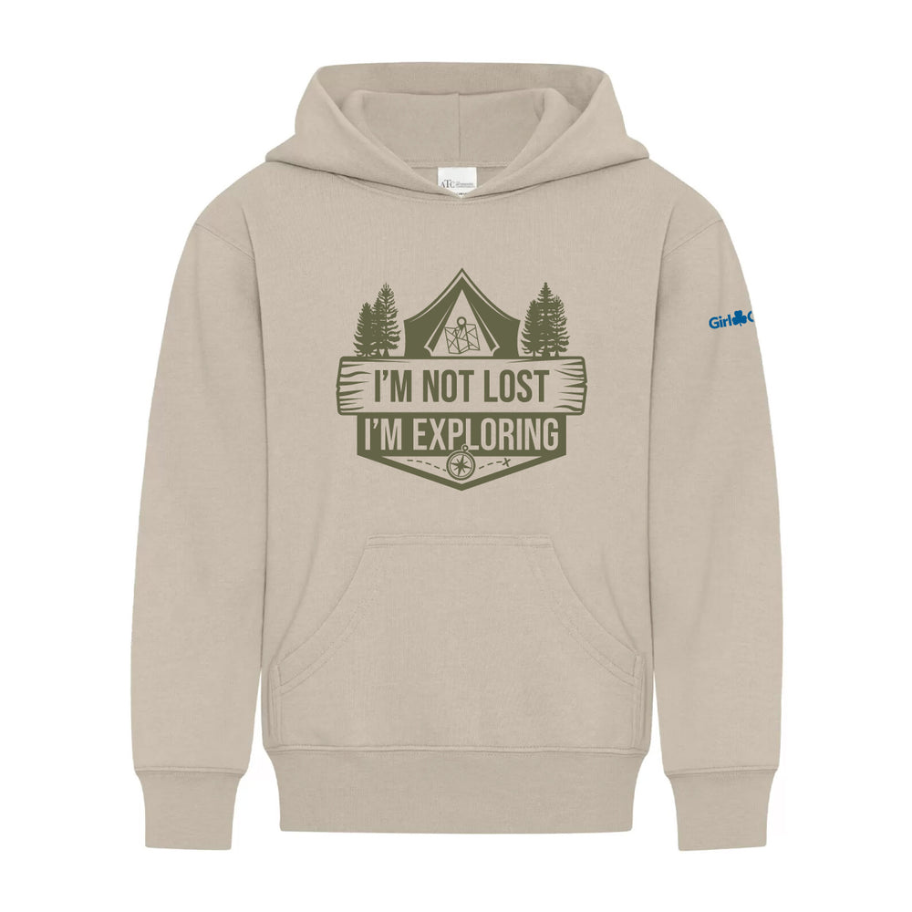 I'M NOT LOST, I'M EXPLORING  - YOUTH PULLOVER HOODIE  - SAND - ATCY2500