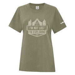 I'M NOT LOST, I'M EXPLORING - LADIES T SHIRT - EARTH WASH MILITARY GREEN - ATC6040L