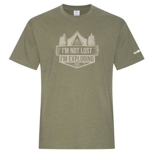 I'M NOT LOST, I'M EXPLORING - ADULT T SHIRT - EARTH WASH MILITARY GREEN - ATC6040