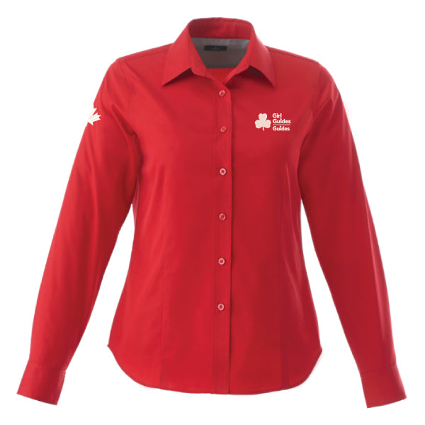 INT'L LONG SLEEVE BUTTON SHIRT LADIES - RED - 97744