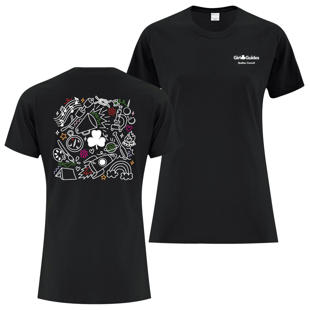 QC COUNCIL - COLLAGE - LADIES T SHIRT - BLACK - ATC1000L ENGLISH