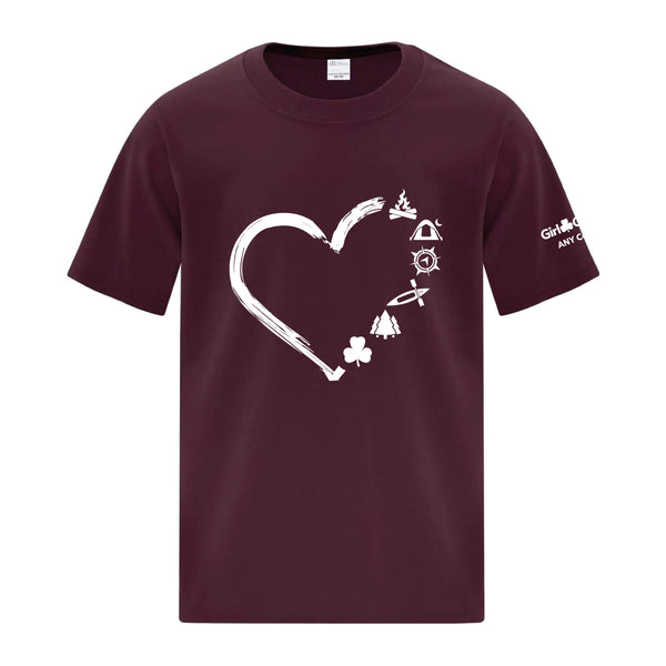 ANY COUNCIL - YOUTH T SHIRT - MAROON - 500B**PLEASE NOTE:  ANY COUNCIL IS THE COUNCIL FOR ALBERTA, NORTHWEST TERRITORY AND YUKON NOT A CHOICE FOR ANOTHER COUNCIL***