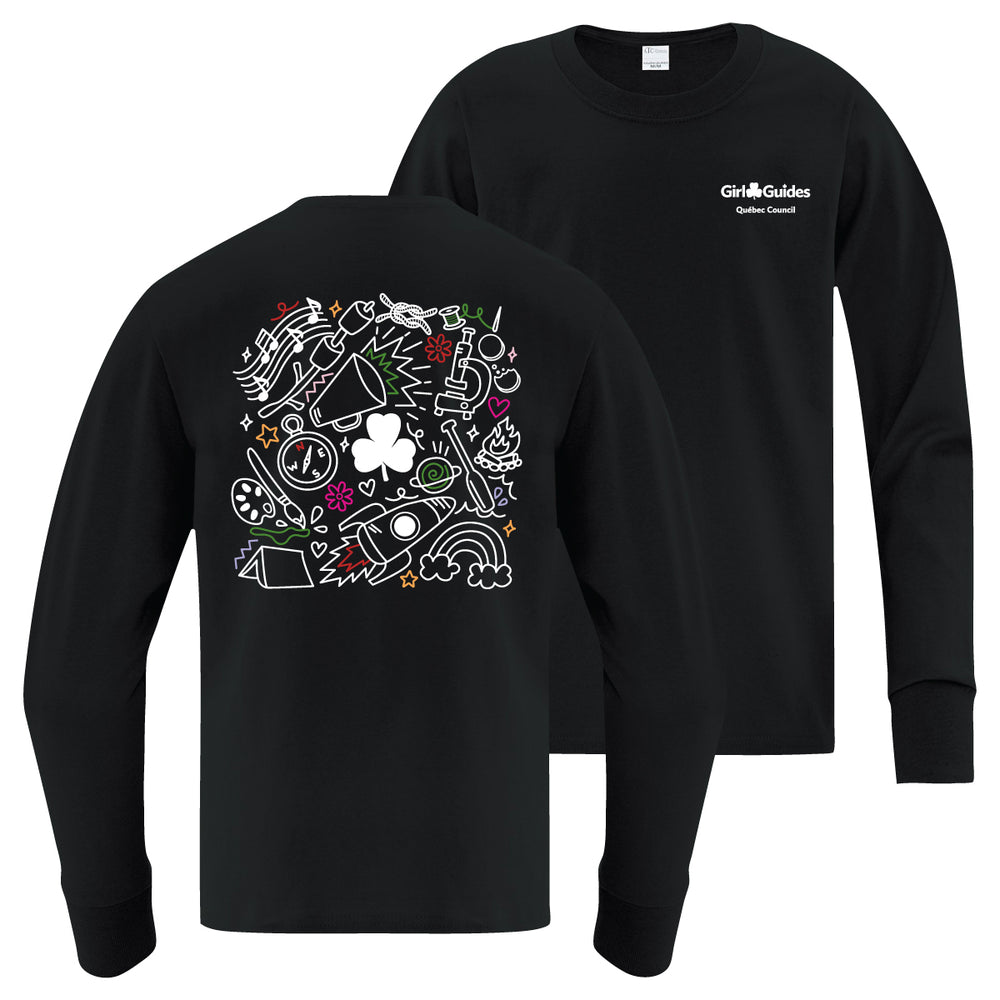 QC COUNCIL - YOUTH LONG SLEEVE T SHIRT - BLACK - ATC1015Y - ENGLISH
