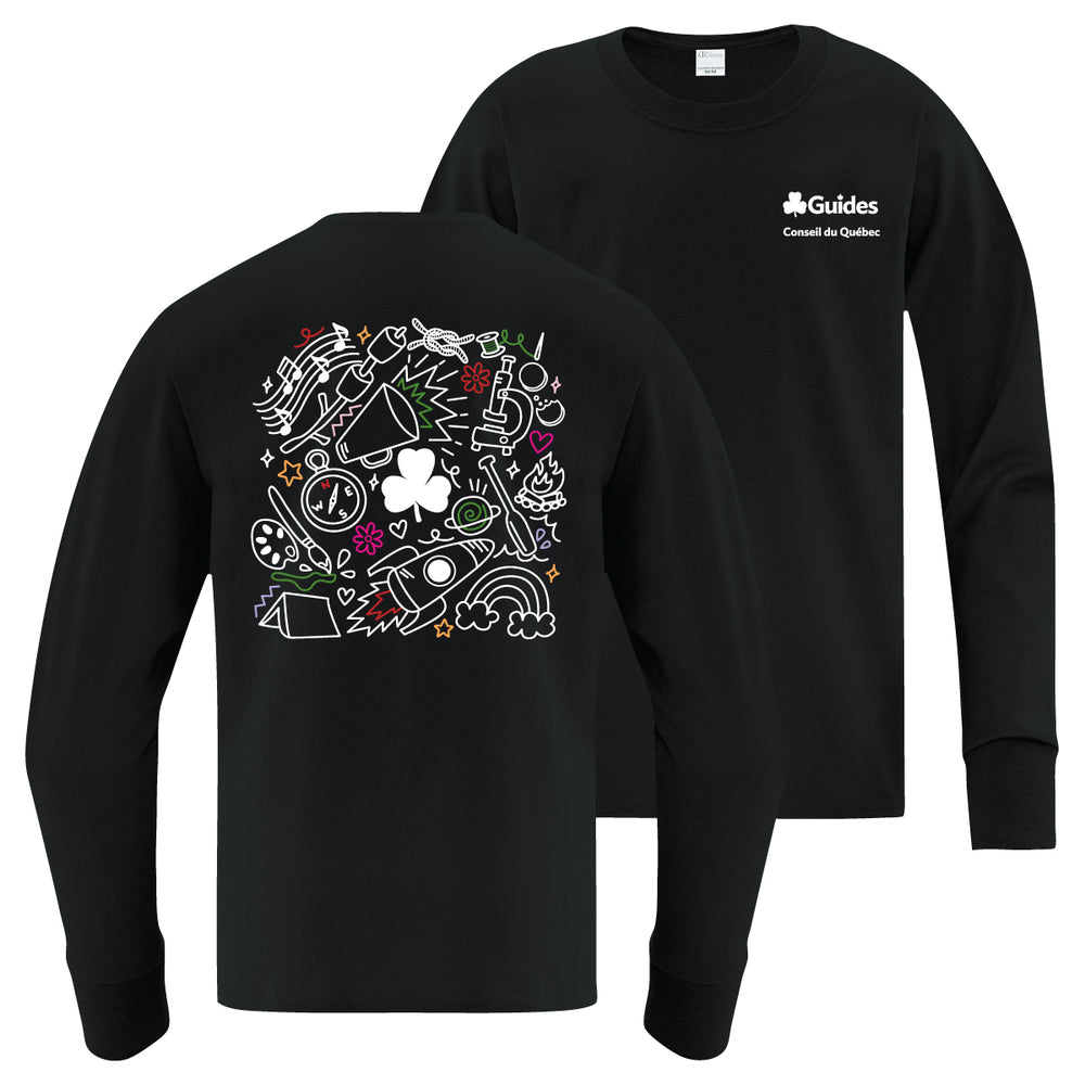 QC COUNCIL - YOUTH LONG SLEEVE T SHIRT - BLACK - ATC1015Y - FRENCH