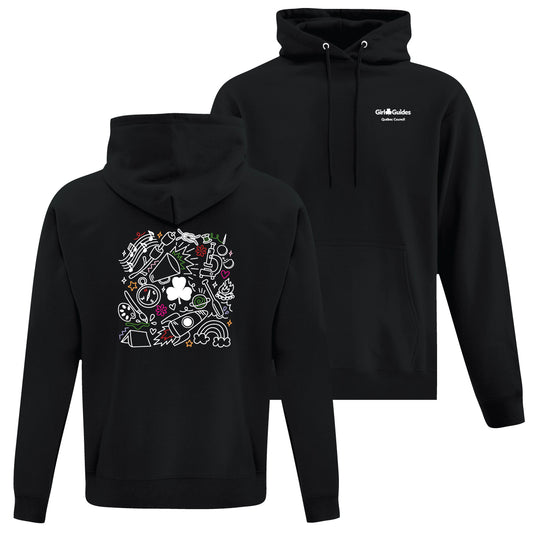 QC COUNCIL - COLLAGE - ADULT HOODIE - BLACK - ATCF2500 - ENGLISH