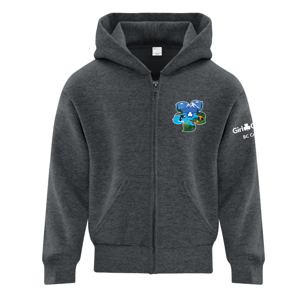 BC COUNCIL - DOGWOOD - Youth Full Zip Hoodie - ATCY2600 - DARK HETHER GREY