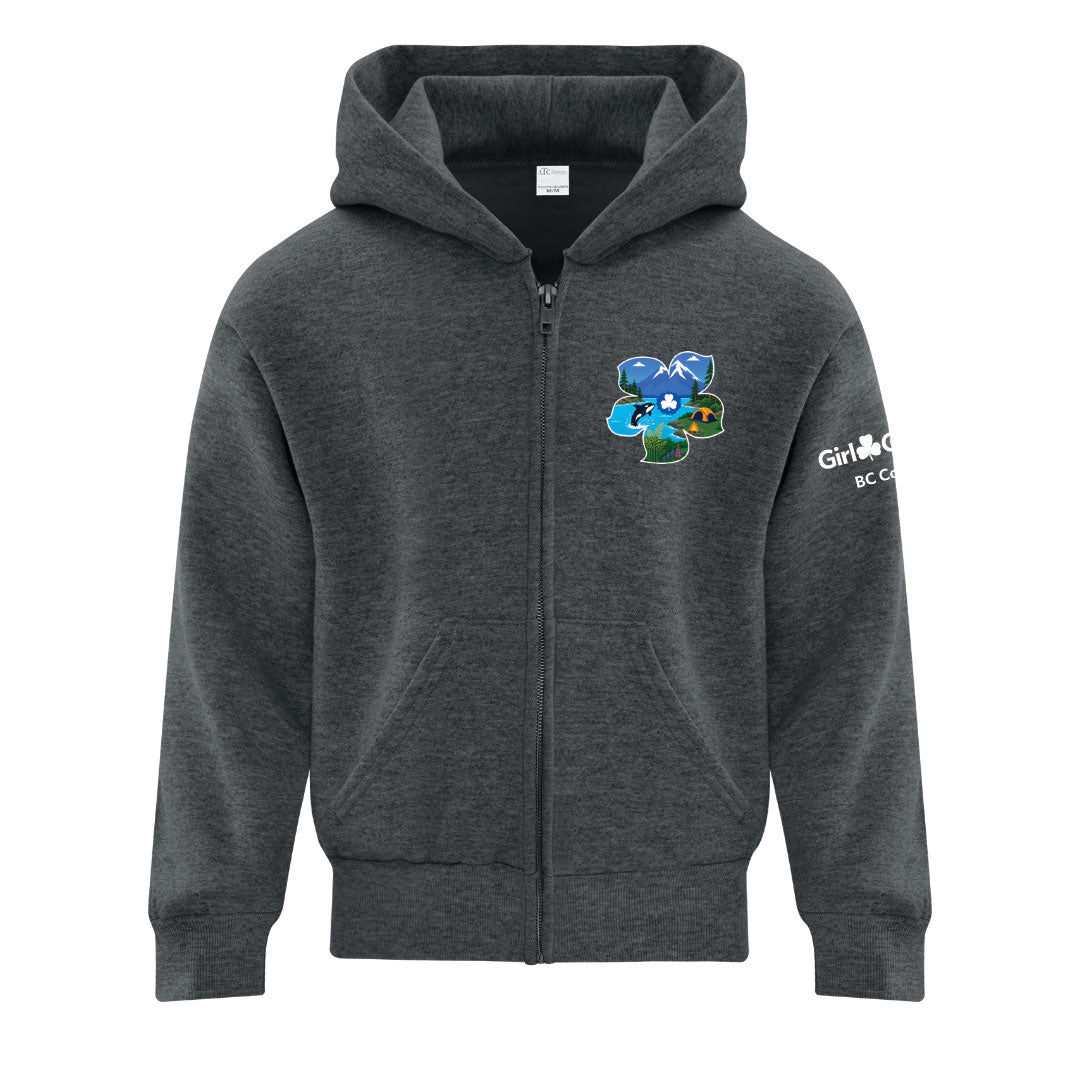 BC COUNCIL - DOGWOOD - Youth Full Zip Hoodie - ATCY2600 - DARK HETHER GREY