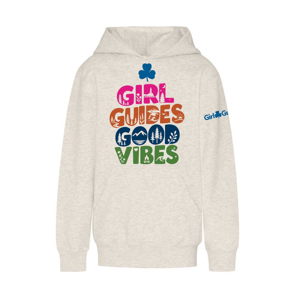 GIRL GUIDES GOOD VIBES - YOUTH HOODIE - OATMEAL HEATHER - ATCY2500