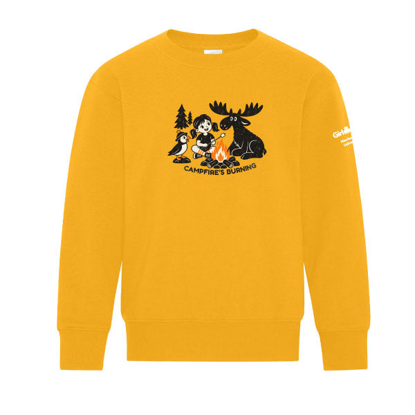NL COUNCIL - CAMPFIRE MOOSE - YOUTH CREWNECK SWEATSHIRT - TEAM GOLD - ATCY2400