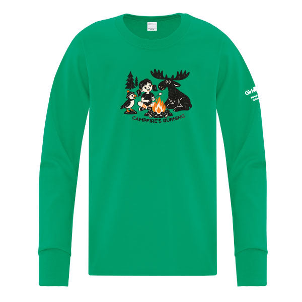 NL COUNCIL - CAMPFIRE MOOSE - YOUTH LONG SLEEVE T SHIRT - KELLY GREEN - ATC1015Y