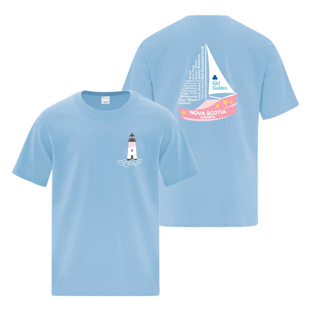 NS COUNCIL - LIGHTHOUSE/SAILBOAT - YOUTH T SHIRT - LIGHT BLUE - ATC1000Y