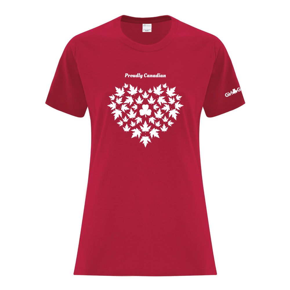 PROUDLY CANADIAN LADIES T SHIRT - RED - ATC1000L