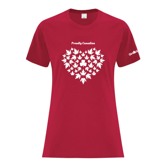 PROUDLY CANADIAN LADIES T SHIRT - RED - ATC1000L