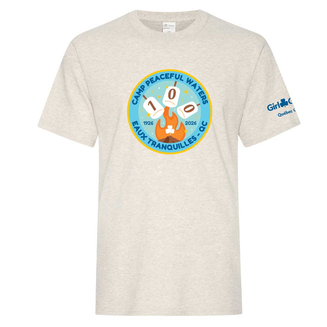 QC COUNCIL - CAMP ANNIVERSARY - ADULT T SHIRT - OATMEAL HEATHER - ATC1000 - ENGLISH