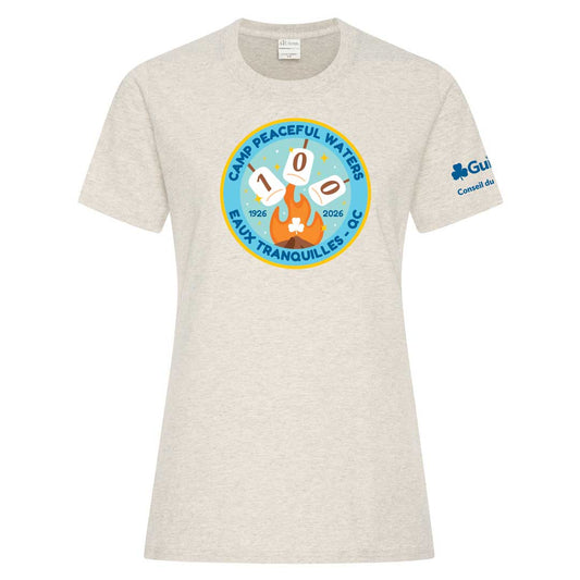QC COUNCIL - CAMP ANNIVERSARY - LADIES T SHIRT - OATMEAL HEATHER - ATC1000L - FRENCH
