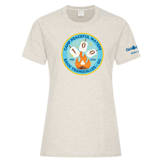 QC COUNCIL - CAMP ANNIVERSARY - LADIES T SHIRT - OATMEAL HEATHER - ATC1000L ENGLISH