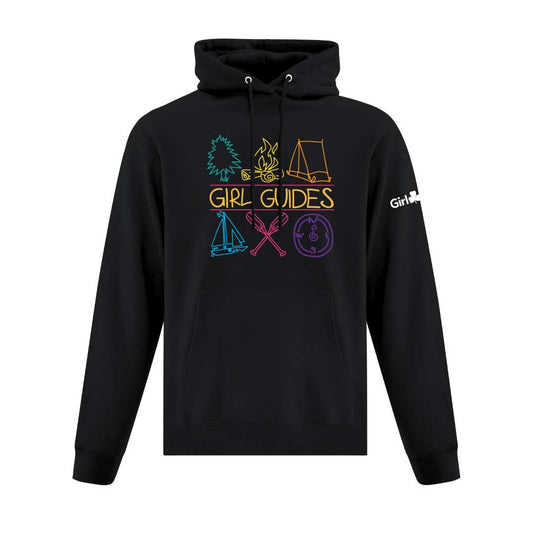 RETRO 1996 GIRL GUIDE ICON DESIGN - ADULT HOODIE - BLACK - ATCF2500 - ENGLISH