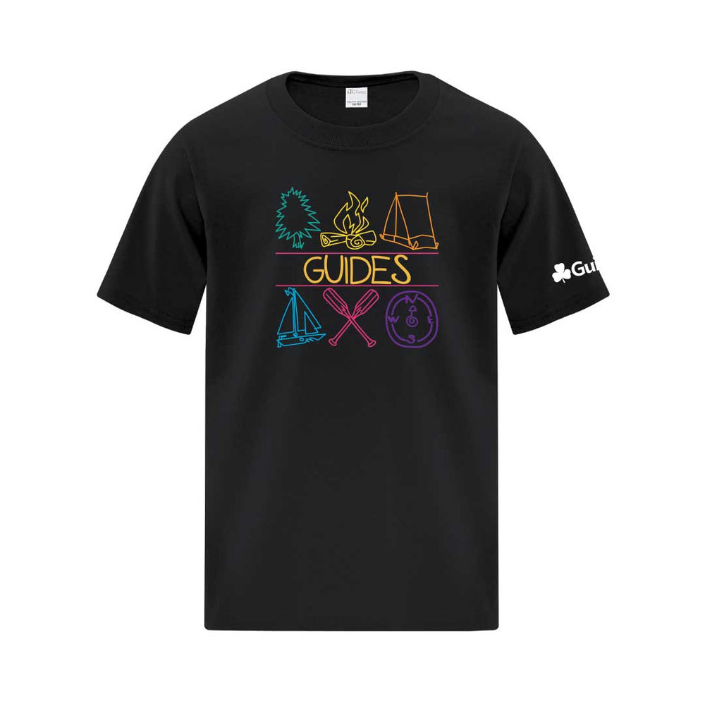 RETRO 1996 GIRL GUIDE ICON DESIGN - YOUTH  T SHIRT - BLACK - ATC1000Y - FRENCH