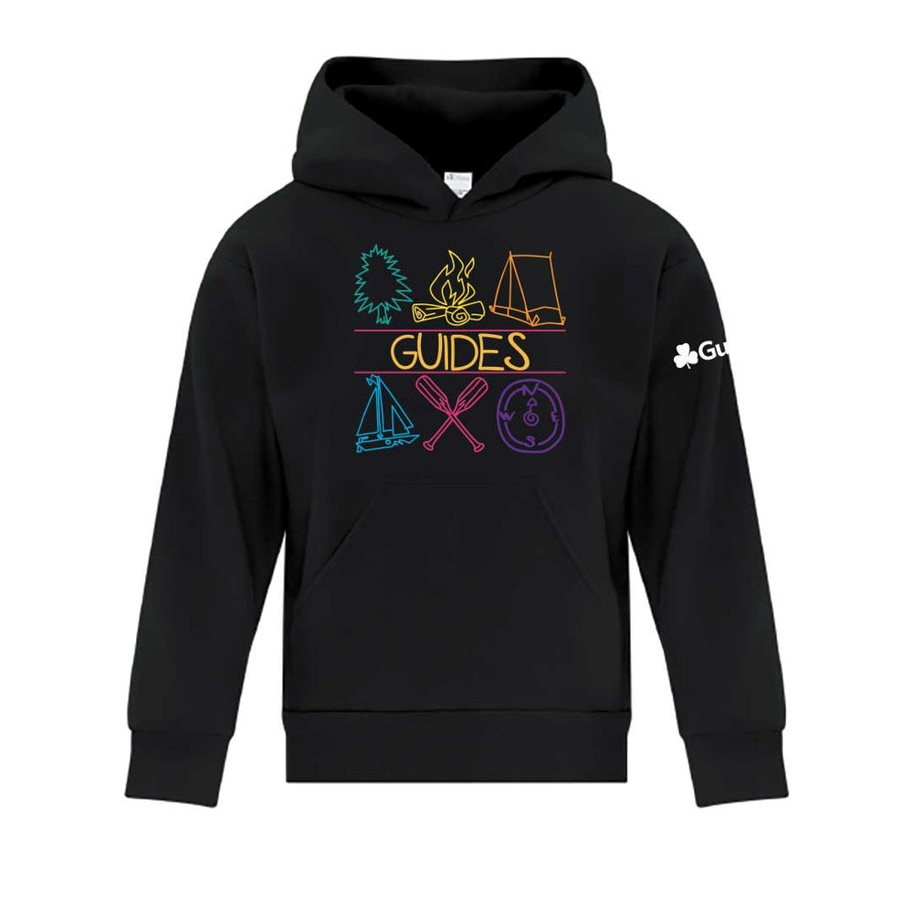 RETRO 1996 GIRL GUIDE ICON DESIGN - YOUTH HOODIE - BLACK - ATCY2500 - FRENCH
