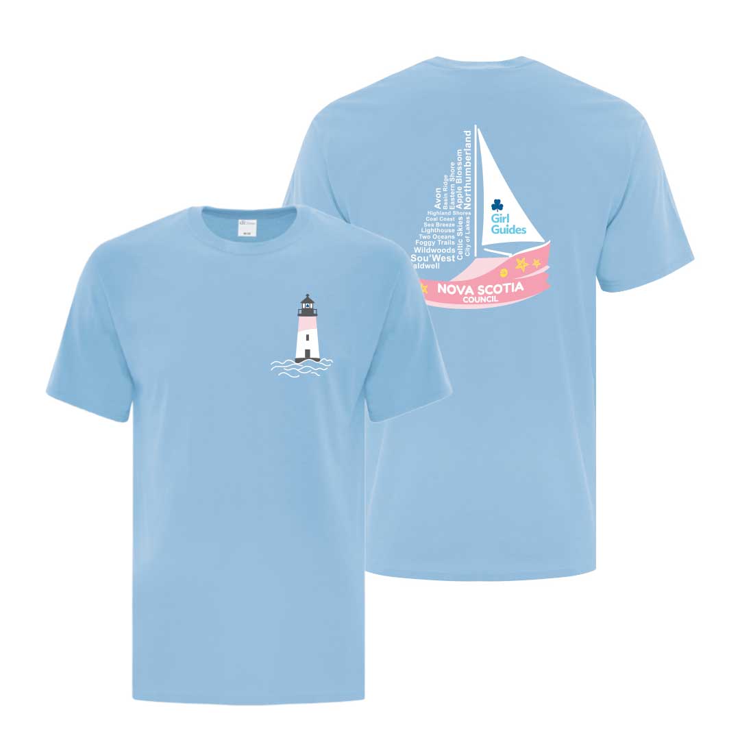 NS COUNCIL - LIGHTHOUSE/SAILBOAT - ADULT T SHIRT - LIGHT BLUE - ATC1000