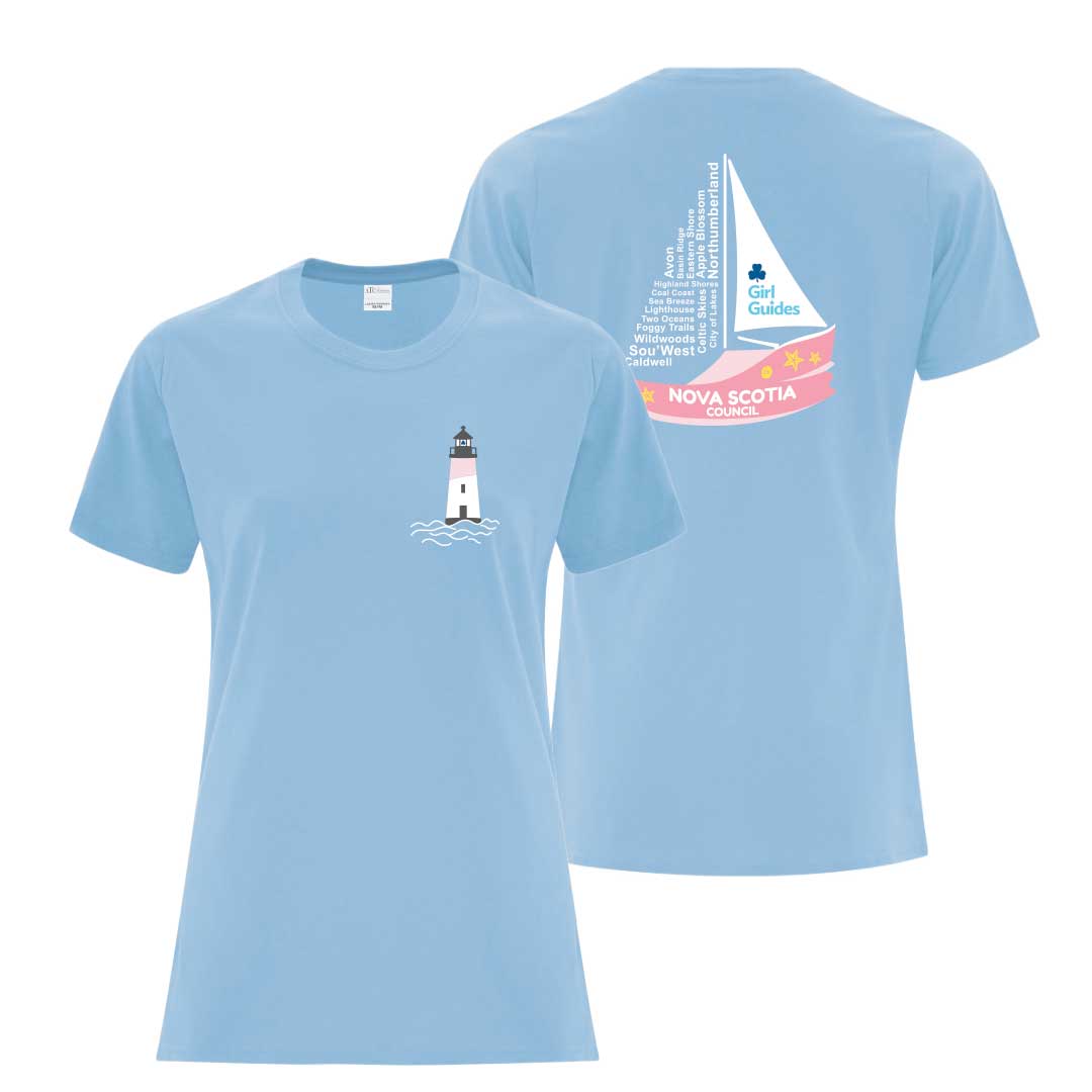 NS COUNCIL - LIGHTHOUSE/SAILBOAT - LADIES T SHIRT - LIGHT BLUE - ATC1000L