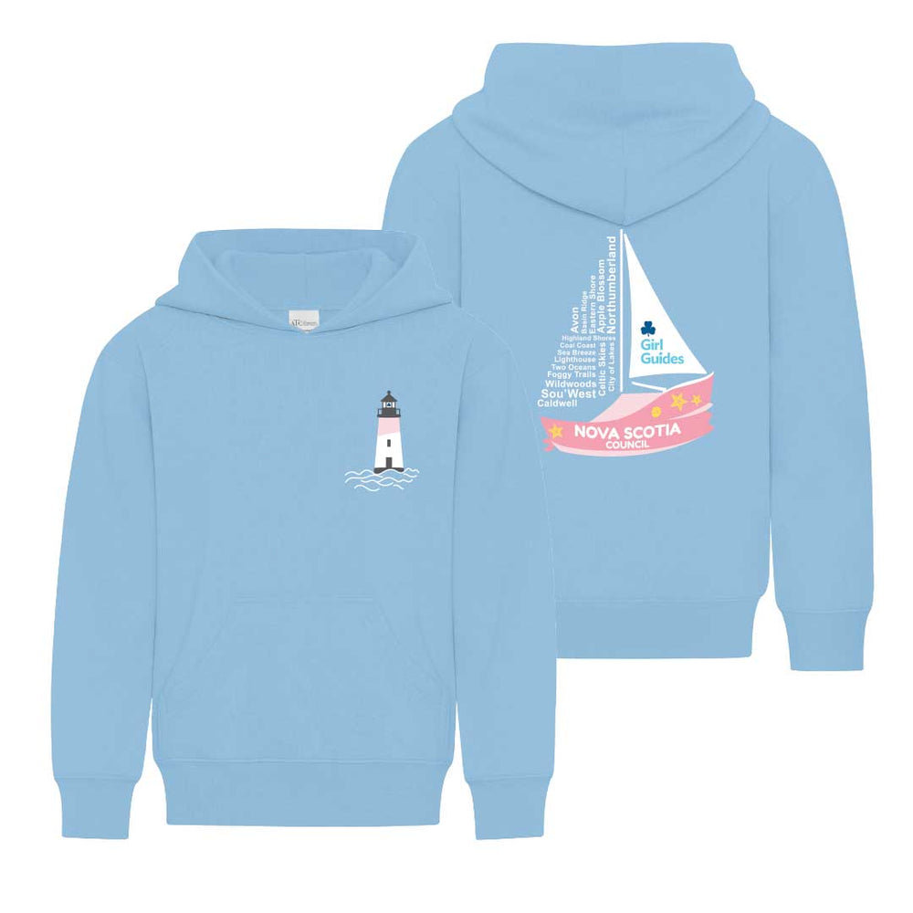 NS COUNCIL - LIGHTHOUSE/SAILBOAT - YOUTH PULLOVER HOODIE - LIGHT BLUE - ATCY2500
