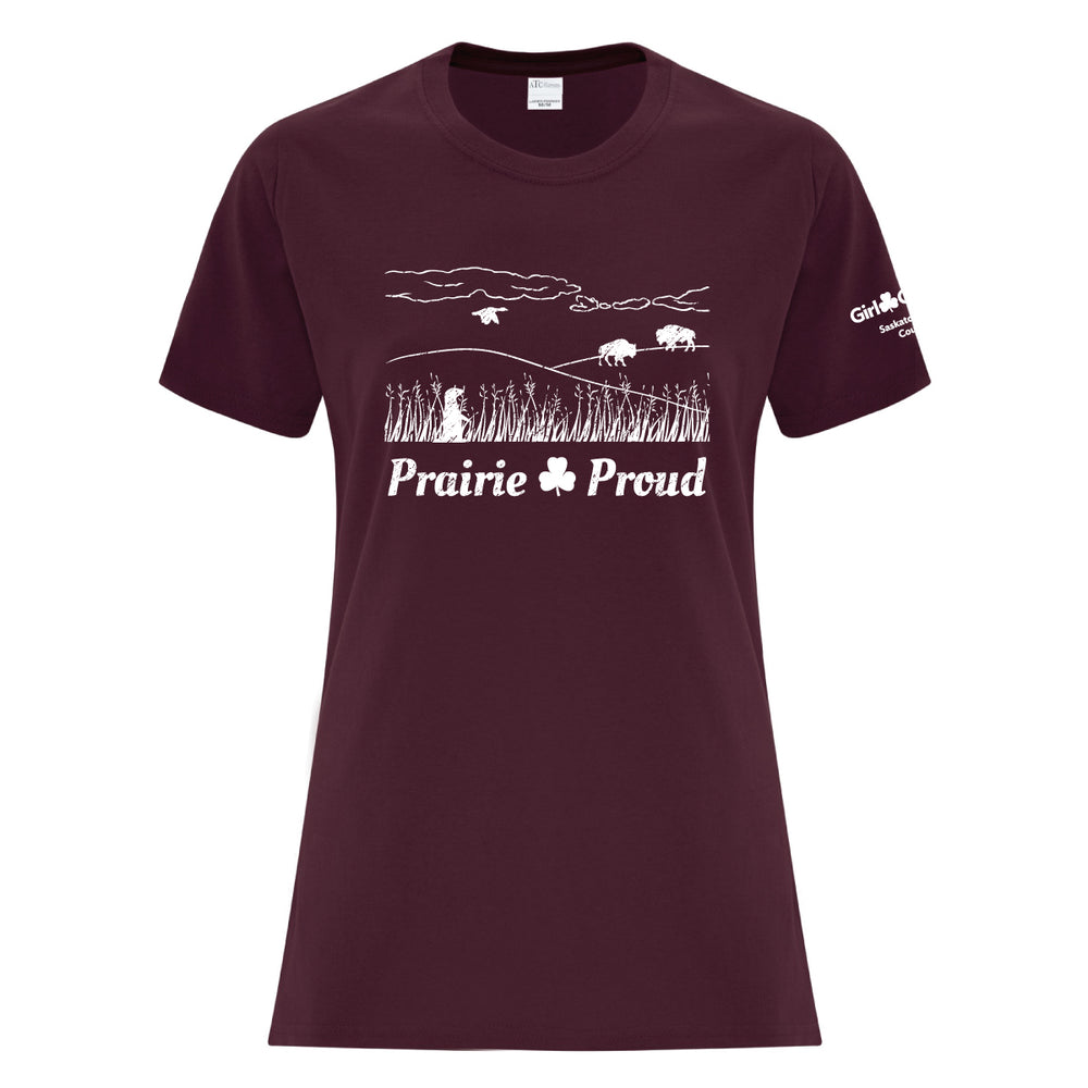 SK COUNCIL - PRAIRIE - LADIES T SHIRT - MAROON - ATC1000L
