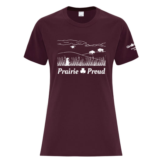 SK COUNCIL - PRAIRIE - LADIES T SHIRT - MAROON - ATC1000L